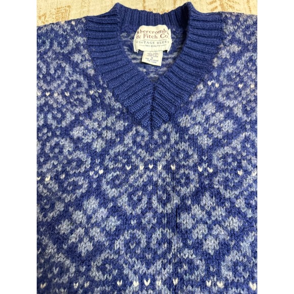 Vintage Abercrombie & Fitch Wool Fair Isle Nordic Pullover Sweater Small - Picture 5 of 8